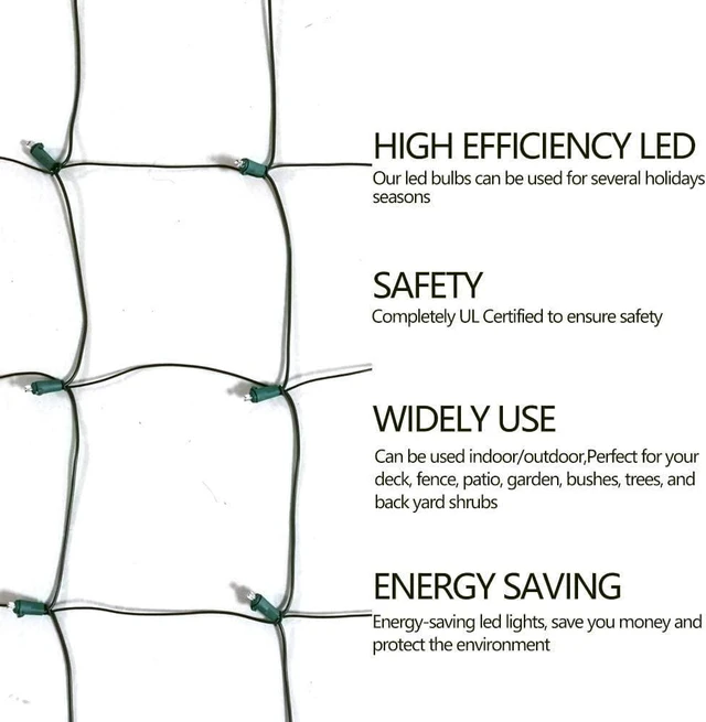 Alt view image 6 of 7 - HISHINY LED Christmas Net Lights Outdoor, 5ftx5ft 100LED Green Wire, Connectable Bush Mesh Net Lights String for Halloween Christmas Party,Shrub,Yard,TreeRed&Green