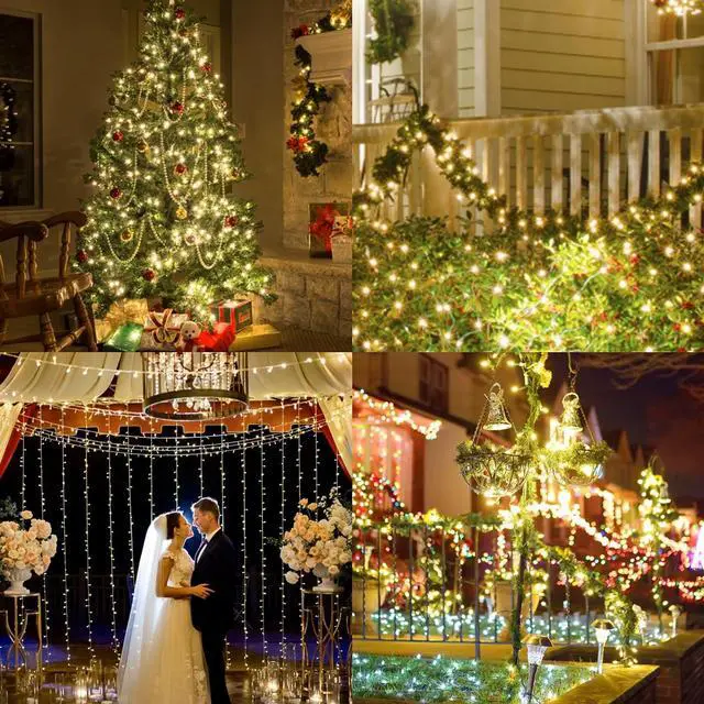 Alt view image 7 of 7 - Clear Christmas Lights 50FT 200 Count Incandescent Bulbs Warm White Mini Lights with Black Wire for Christmas Tree, Garland, Wedding, Party, Home, Indoor & Outdoor Festival Decoration