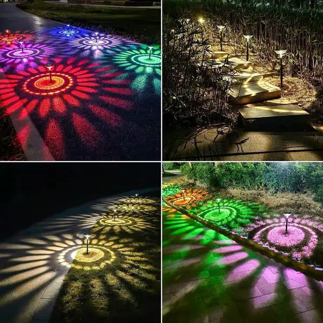 Alt view image 6 of 6 - Nupostai 8 Pack Solar Pathway Lights, Multicolor & Warm White LED, IP67 Waterproof, Outdoor Garden Yard Lawn Landscape Decorative