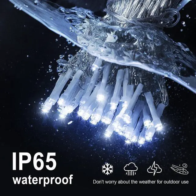Alt view image 5 of 7 - Hopolon 100LED White Christmas String Lights, 33ft Extendable Christmas Lights Outdoor Waterproof, 8 Modes LED White String Lights Indoor for Tree Wedding Party Garden Patio Decoration