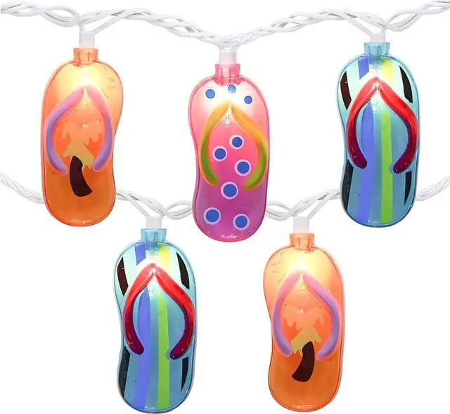 Main image of GOOTHY 8.5Ft Tropical Beach Themed Decorations Slipper String Lights with 10 Colorful Flip Flop, Outdoor Beach Flip Flop String Lights for Summer Camp Tent Wedding Holiday Party Garden Bedroom Decor