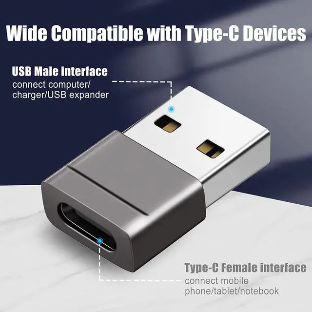 Alt view image 3 of 6 - - Pack of 2 USB C to USB Adapter - Travel Essentials USB C Female to USB Male Adapter Cable Converter - 2.0 Amps High Speed Data Transfer - Compatible with iPhone iPad Google Pixel Samsung