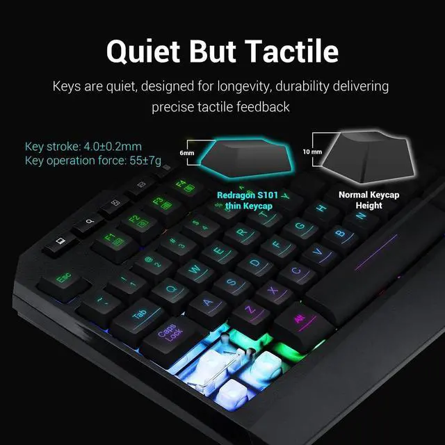 Alt view image 3 of 6 - S101 Gaming Keyboard, M601 Mouse, RGB Backlit Gaming Keyboard, Programmable Backlit Mouse, Value Combo Set [New Version]