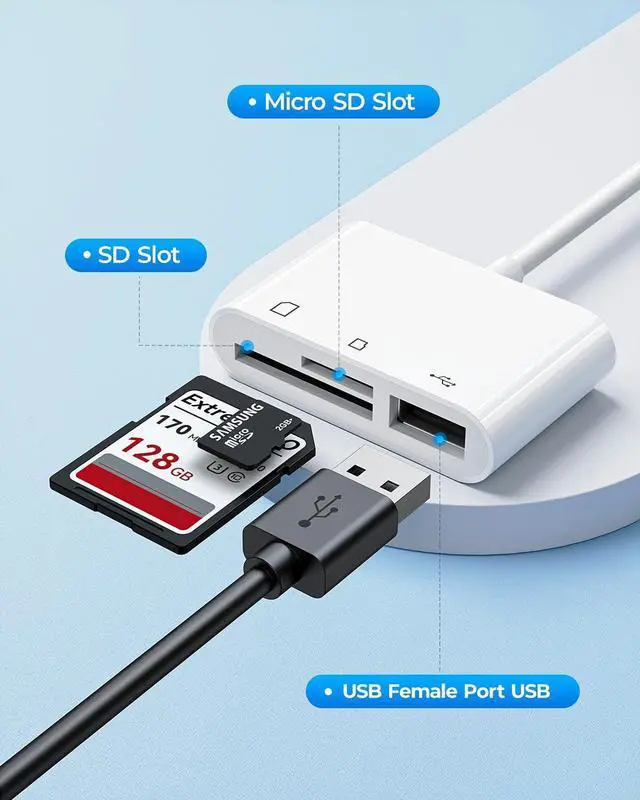 Alt view image 2 of 7 - USB C to Micro SD TF Memory Card Reader 3-in-1 USB C Card Read Compatible with iPad Pro MacBook Pro/Air Chromebook USB Camera Card Reader Adapter for XPS Galaxy S10/S9 and More USB C Devices