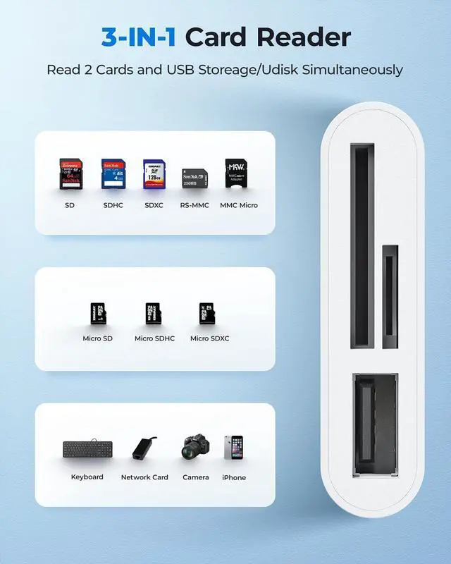 Alt view image 3 of 7 - USB C to Micro SD TF Memory Card Reader 3-in-1 USB C Card Read Compatible with iPad Pro MacBook Pro/Air Chromebook USB Camera Card Reader Adapter for XPS Galaxy S10/S9 and More USB C Devices