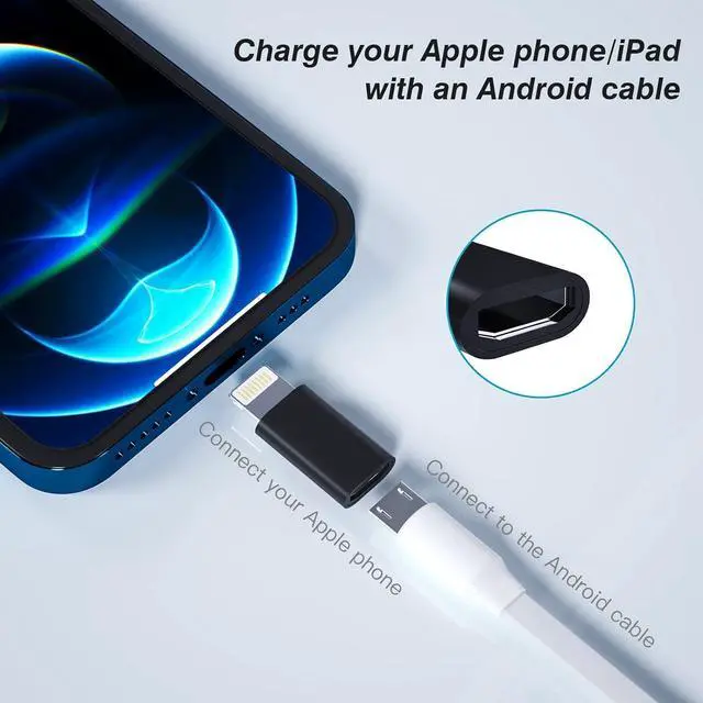 Alt view image 3 of 7 - Micro USB Female to Lightning Male Adapter(3pack)Android Charge Cable Connector Charging & Data Sync Converter Port Compatible for Apple Iphone 13 12 11 Pro Max Mini Xs Se 7 X Xr 8 Plus 6 6s 5 5s Ipad