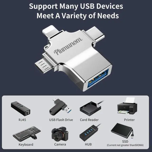 Alt view image 4 of 7 - 3 in 1 OTG Converter Type C and Micro USB to 3.0 Female Adapter Use for Data Transmission The USB OTG Adapter is Suitable for Media TV Sticks Android Phones or Tablets (Silver)
