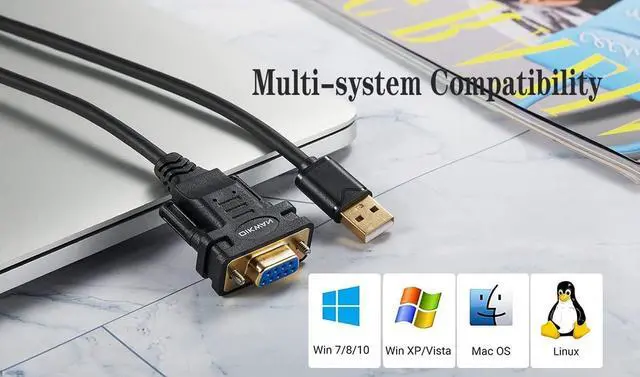 Alt view image 6 of 7 - USB to RS232 Serial Adapter with FTDI Chipset - USB 2.0 to Female DB9 Serial Cable for Windows and Mac (6ft)