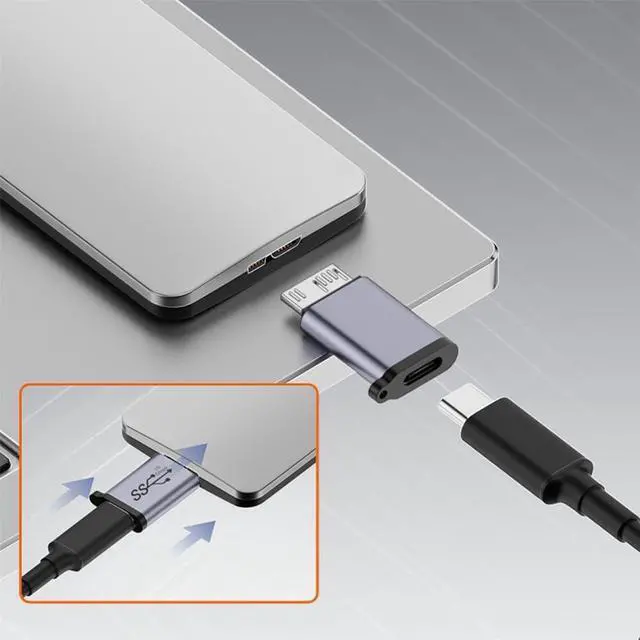 Alt view image 3 of 7 - USB-C USB 3.1 Type C Female to Micro USB 3.0 Male Adapter Data 10Gbps Power Converter for Laptop PC SSD Disk