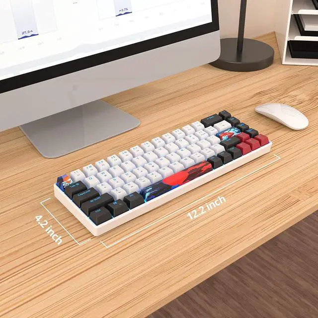 Alt view image 6 of 7 - 60 Percent Gaming Keyboard 68 Keys Mechanical Keyboard LED Backlit Compact Wired Keyboard with Red Switch for Windows MAC PS4/5 Xbox Gamer(Black-White)
