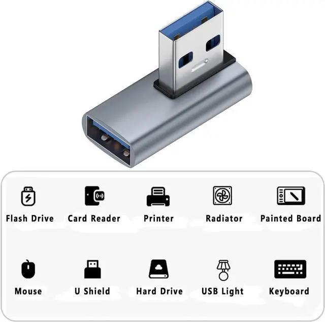 Alt view image 4 of 7 - 90 Degree USB 3.1 Adapter (Gen2) Right Angle USB Male to Female Adapter 10Gbps Data Sync USB Extender Angle Converter USB A Connector for Laptop/Computer/USB Charger (2 Pack Both Left Angle)