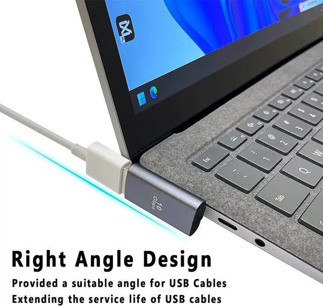 Alt view image 3 of 7 - 90 Degree USB 3.1 Adapter (Gen2) Right Angle USB Male to Female Adapter 10Gbps Data Sync USB Extender Angle Converter USB A Connector for Laptop/Computer/USB Charger (2 Pack Both Left Angle)