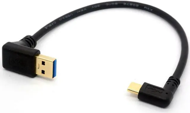 Alt view image 2 of 5 - Gold Plated Angled USB C Cable Extension 90 Degree Type C to USB 3.0 Right Angle Male Converter Data Sync Charging USB-C Adapter Cord (90°Type C-USB 3.0 A Down)
