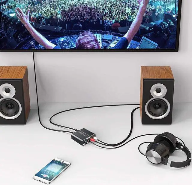 Alt view image 6 of 6 - DAC Converter 192kHz Digital to Analog Audio Converter with Optical Coaxial Cable.Toslink to Stereo L/R 3.5mm Jack Audio Volume Adjustable Adapter for PS3 PS4 HDTV Home Cinema