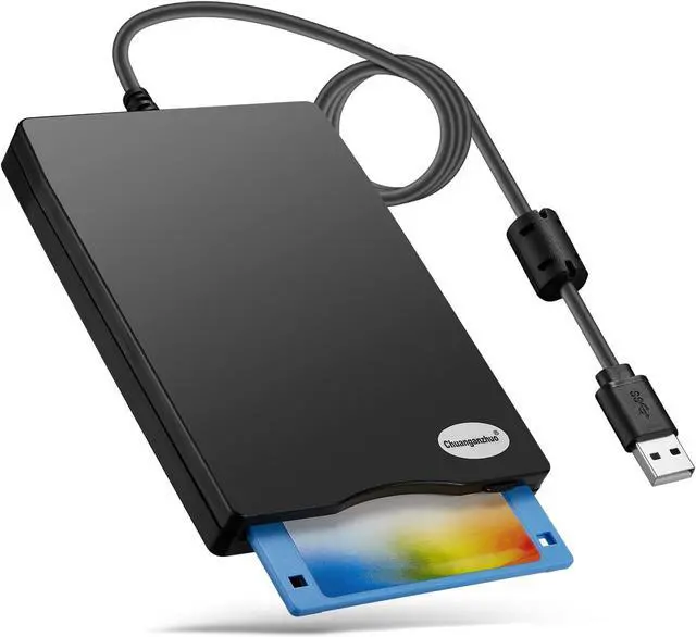 Main image of Floppy Disk Reader 3.5 inch External USB Floppy Disk Drive for PC Laptop and Desktop Computer Floppy disc Reader for Windows 11/10/8/7/2000/XP Black