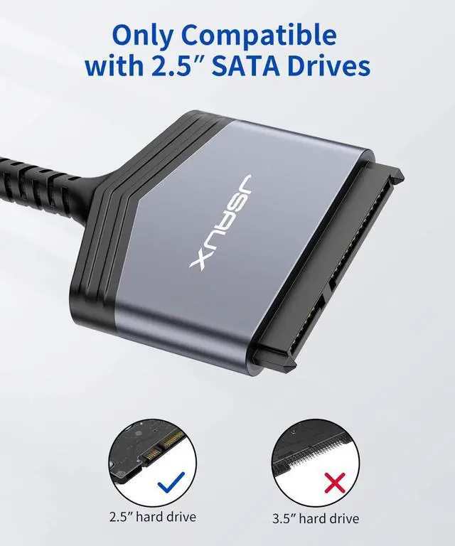 Alt view image 2 of 7 - JSAUX SATA to USB C Cable, USB-C 3.1 to 2.5 SATA III Hard Driver Adapter Aluminum Shell External Converter for SSD/HDD Data Transfer-Grey