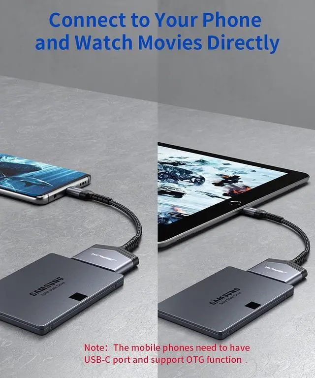 Alt view image 5 of 7 - JSAUX SATA to USB C Cable, USB-C 3.1 to 2.5 SATA III Hard Driver Adapter Aluminum Shell External Converter for SSD/HDD Data Transfer-Grey