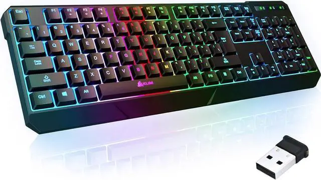 Main image of KLIM Chroma Wireless Gaming Keyboard RGB - Backlit Wireless Keyboard - Long-Lasting Rechargeable Battery - Quiet Water Resistant Ergonomic Keyboard - Teclado Gamer - PC PS5 PS4 Xbox One Mac - Black