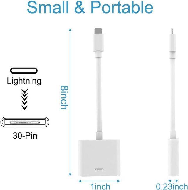 Alt view image 2 of 7 - Lightning to 30-Pin Adapter MFi Certified 8-Pin Male to 30-Pin Female Converter Charging Data Sync Cable Connector Compatible iPhone 12/11/X/8/7/6/5/iPad/iPod White (No Audio)