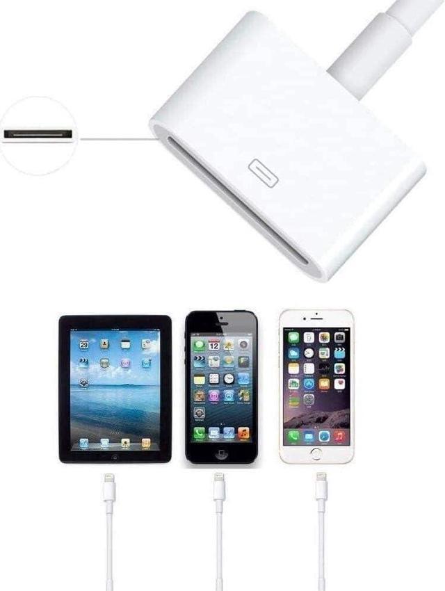 Alt view image 6 of 7 - Lightning to 30-Pin Adapter MFi Certified 8-Pin Male to 30-Pin Female Converter Charging Data Sync Cable Connector Compatible iPhone 12/11/X/8/7/6/5/iPad/iPod White (No Audio)