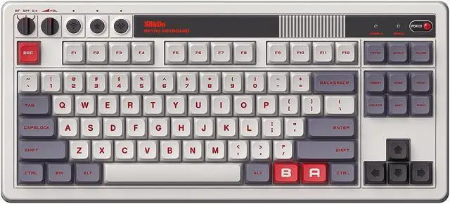 Alt view image 2 of 7 - 8Bitdo Retro Mechanical Keyboard, Bluetooth/2.4G/USB-C Hot Swappable Gaming Keyboard with 87 Keys, Dual Super Programmable Buttons for Windows and Android - N Edition