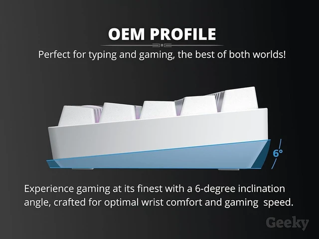 Alt view image 7 of 7 - Geeky GK61 60% | Hot Swappable Mechanical Gaming Keyboard | 61 Keys Multi Color RGB LED Backlit for PC/Mac Gamer | ANSI US American Layout (White, Mechanical Red)
