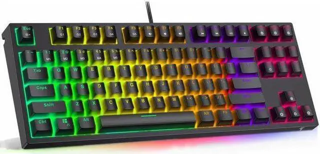 Main image of Gaming Keyboard Mechanical Wired LED Keyboard 5 Macro Keys 87 Keys Compact Teclado Mecanico TKL Gamer Keyboard with Red Switch for PC Computer Laptop Xbox PS4 PS5