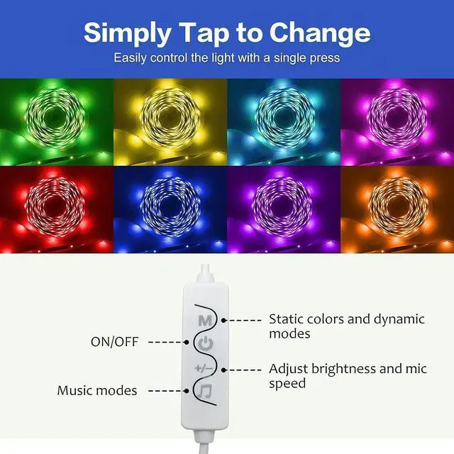 Alt view image 3 of 7 - LED Strip Lights 50ft Led Lights for Bedroom Music Sync RGB Color Changing Led Lights Strip with Smart APP Lights for Bedroom Room Decor