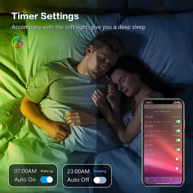 Alt view image 5 of 7 - LED Strip Lights 50ft Led Lights for Bedroom Music Sync RGB Color Changing Led Lights Strip with Smart APP Lights for Bedroom Room Decor