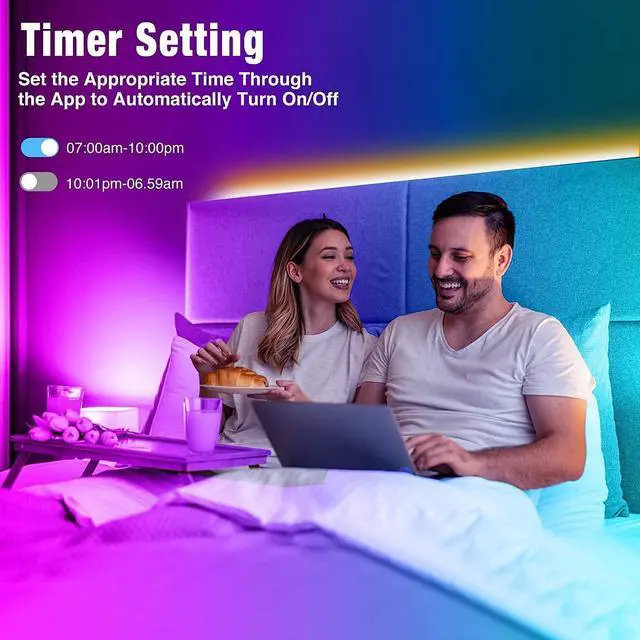 Alt view image 4 of 7 - Led Lights 100ft(2 Rolls of 50ft) Smart APP Control Music Sync Led Strip Lights RGB Color Changing Led Lights Strips with Remote Led Lights for Bedroom Kitchen and Party