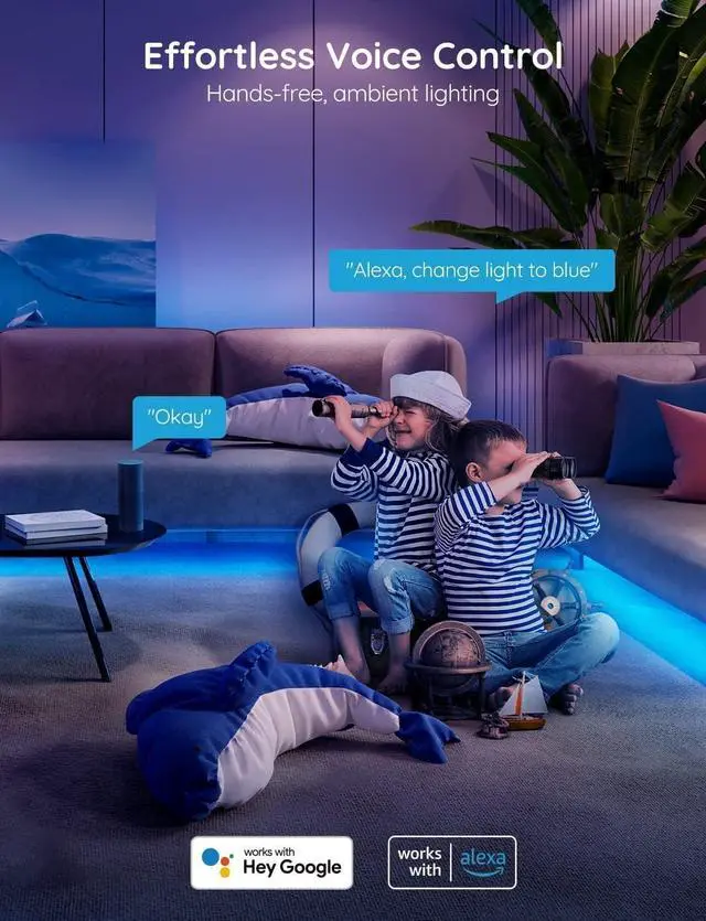 Alt view image 2 of 7 - Smart LED Strip Lights 16.4ft WiFi LED Strip Lighting Work with Alexa and Google Assistant 16 Million Colors with App Control and Music Sync LED Lights for Bedroom Home Decor