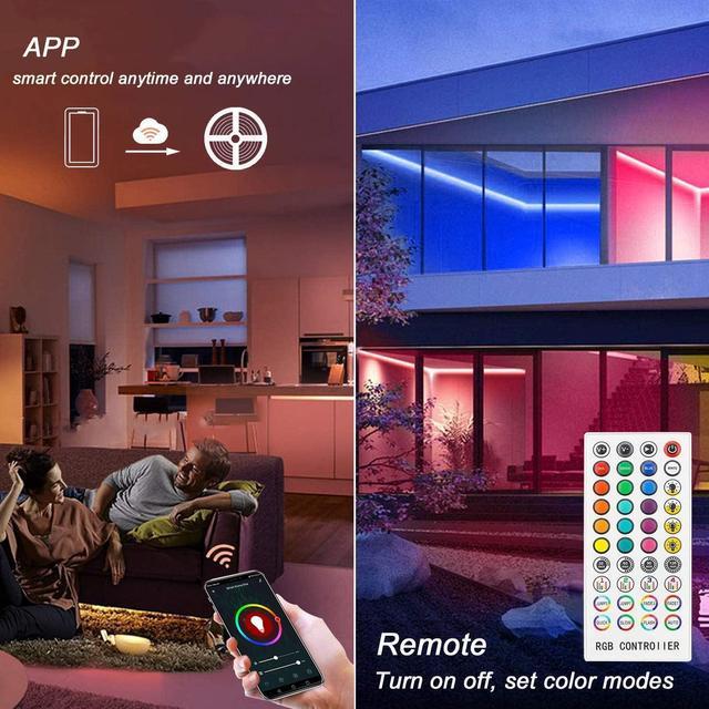 LED Strip Lights 100ft RGB Color Changing Smart Strip Lights by APP Sync to  Music 40 Key Remote Control LED Lights for Bedroom 