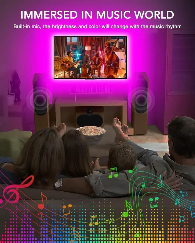 Alt view image 4 of 7 - LED Lights for TV 9.84ft RGB Strip Lights for TV Behind 45-60in TV Bluetooth APP Remote Control Music Sync TV Backlight for Bedroom Gaming Room