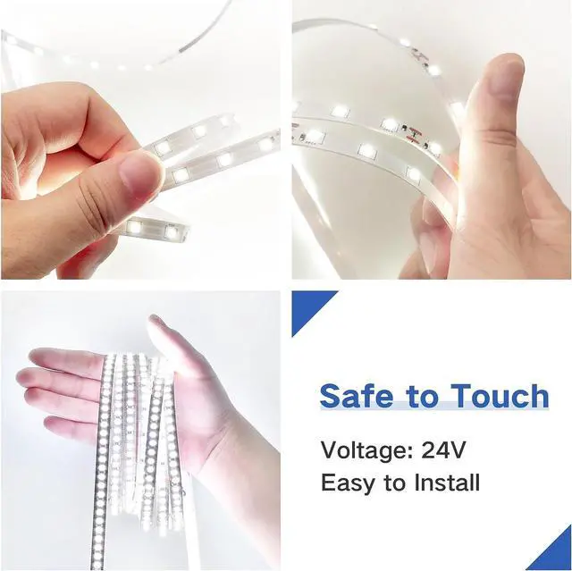 Alt view image 4 of 7 - White Led Strip Lights for Bedroom Small Dimmable LED Lights Strip 16.4ft Super Bright Flexible LED Tape Lights Rope Light for for Room Home Decor Luces Leds for Living Room Kitchen Vanity Mirror