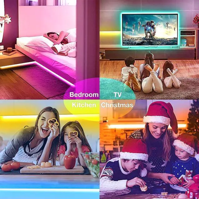 Alt view image 6 of 7 - Smart LED Lights for Bedroom 100ft Voice Control Strip Lights with Alexa and Google Assistant RGB Color Changing Music Sync WI-FI Led Lighting with App Controlled for Room Decor(2 * 50ft)