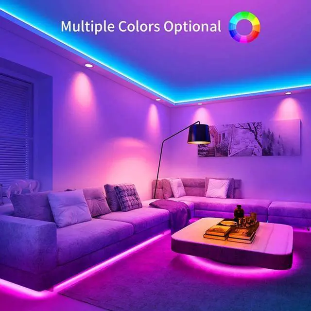 Alt view image 3 of 7 - Led Strip Lights Battery Powered 32ft USB Led Light Strip with Music Sync App Control Remote RGB Color Changing Battery Operated LED Lights for Bedroom TV Home and DIY Decoration