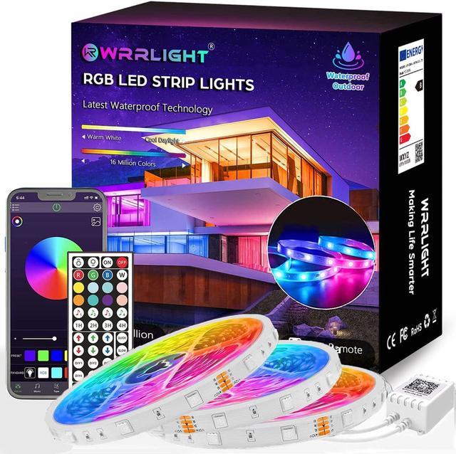 Outdoor LED Light Strips Waterproof 100ft (6 Rolls of 16.4ft) Ultra Long  IP65 LED Strip Lights with App Remote Controller 5050 RGB Music Sync Color  Changing Lights for Bedroom Outdoor Decor 