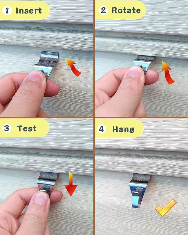 Alt view image 5 of 7 - NACETURE Vinyl Siding Hooks Hanger Siding Clip for Hanging, 20 Pack