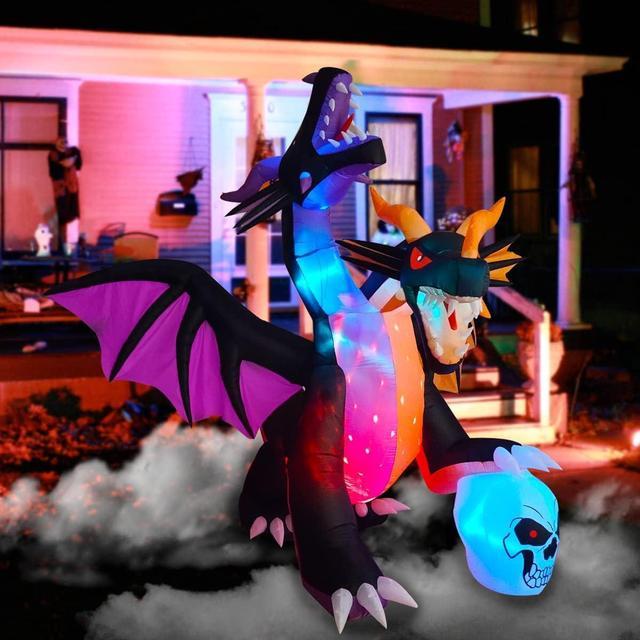 8.3FT Long 7FT Tall Inflatable Halloween Giant Fire & Ice Twin