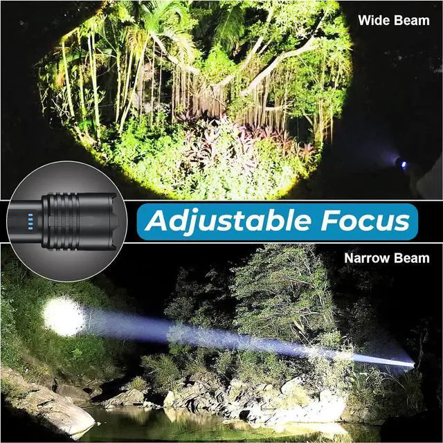 Alt view image 4 of 7 - Alicegirl Rechargeable 99000 High Lumens LED Flashlights, Super Bright Flashlight with 3 Modes, IPX6 Waterproof, Powerful Handheld Flash Light for Home Camping Emergency (Black)