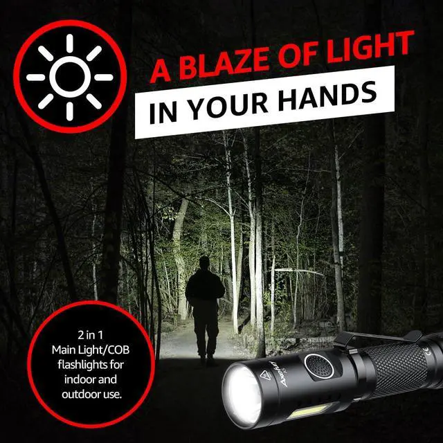Alt view image 2 of 7 - Flashlight Magnetic LED Flashlight Super Bright Tactical Flashlight Cob workLight 6 Modes Max 700 Lumens A5 Flashlight for Outdoor Camping EmergencyNot Including Batteries Gift