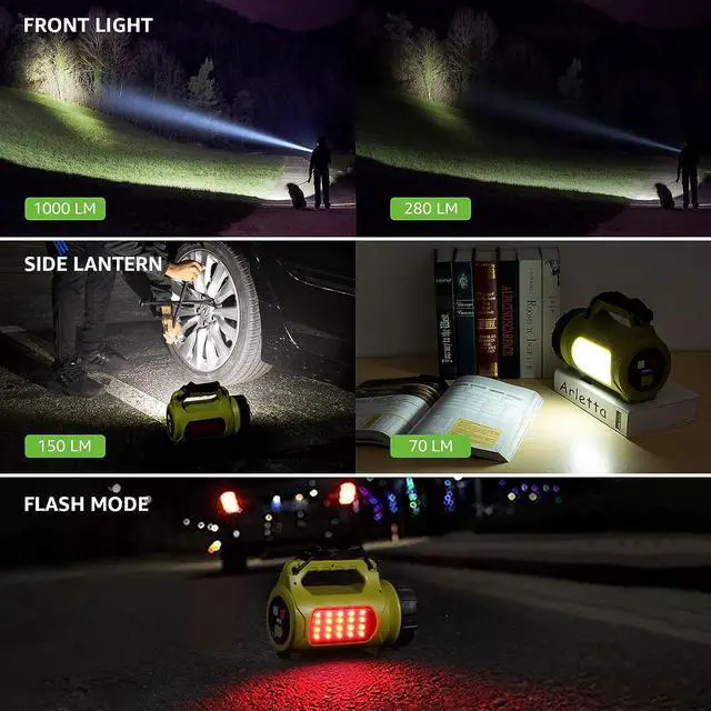 Alt view image 3 of 7 - LE Rechargeable LED Lantern Camping Essentials 1000LM 5 Light Modes Power Bank IPX4 Waterproof Lantern Flashlight for Hurricane Emergency Hiking Home and More USB Cable Included