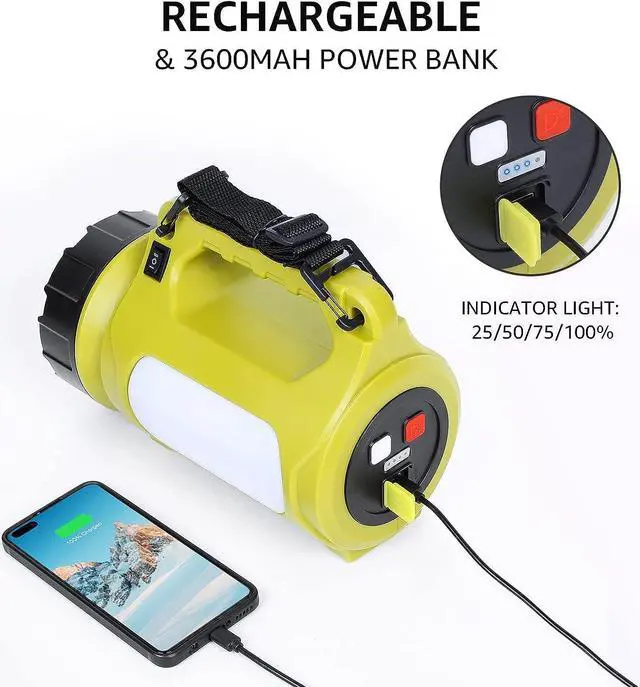 Alt view image 5 of 7 - LE Rechargeable LED Lantern Camping Essentials 1000LM 5 Light Modes Power Bank IPX4 Waterproof Lantern Flashlight for Hurricane Emergency Hiking Home and More USB Cable Included