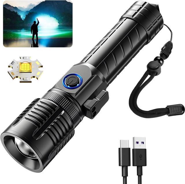 Super Bright LED Flashlight 300000 High Lumens, Rechargeable Handheld  Flashlights Powered by Battery, Powerful Waterproof Tactical Flashlights  with