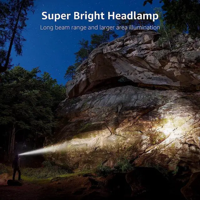 Alt view image 2 of 7 - Lighting Ever LED Headlamp Rechargeable 2 Packs - Super Bright Head Lamp with 5 Modes for Camping & Hiking Gear Essentials IPX4 Waterproof Headlight Flashlight with Red Light USB Cable Included