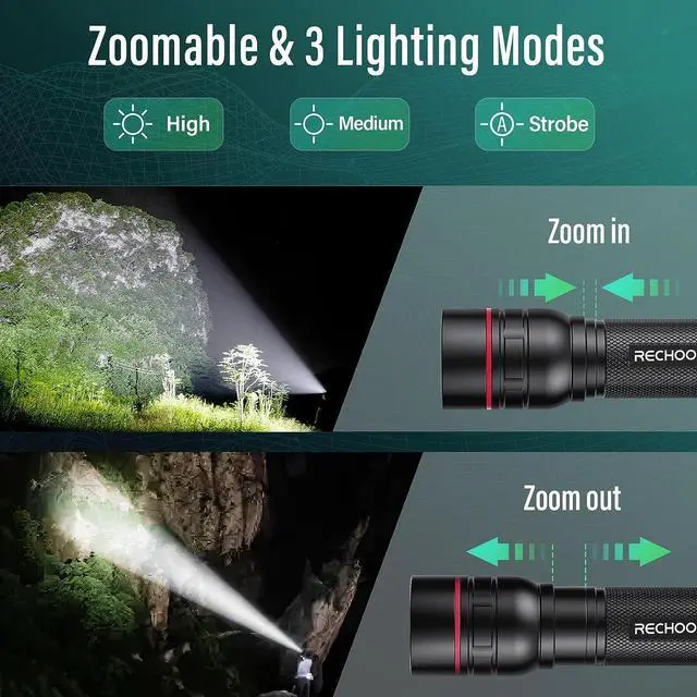 Alt view image 5 of 7 - Rechargeable Flashlights High Lumens 2 Pack G1000 Super Bright Flash Light Small Led Tactical Flashlight with 3 Lighting Modes Portable Flashlights for Camping Home (Battery Included)