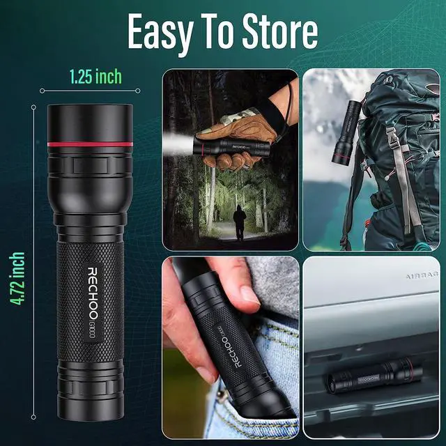 Alt view image 7 of 7 - Rechargeable Flashlights High Lumens 2 Pack G1000 Super Bright Flash Light Small Led Tactical Flashlight with 3 Lighting Modes Portable Flashlights for Camping Home (Battery Included)