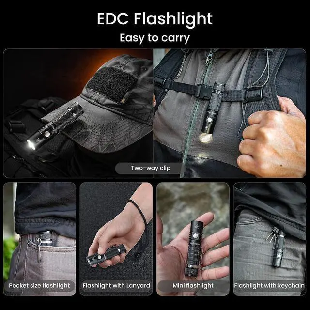 Alt view image 6 of 7 - sofirn SP10 Pro Mini Flashlight 900 Lumens, Small AA Flashlight with LH351D LED 90CRI, Anduril 2 UI, Pocket Flashlight for Camping, Outdoor, Hiking Emergency (Black-KIT)