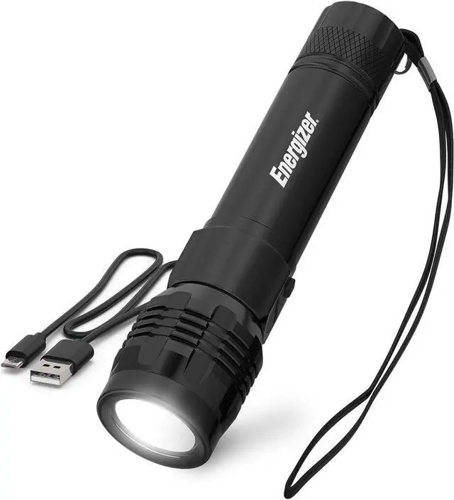 Main image of Energizer Rechargeable LED Flashlight X1000, Hybrid Power Capability, Ultra Bright 1000 Lumens, IPX4 Water Resistant, Rugged Aluminum Tactical LED Flash Light (USB Charging Cable Included)
