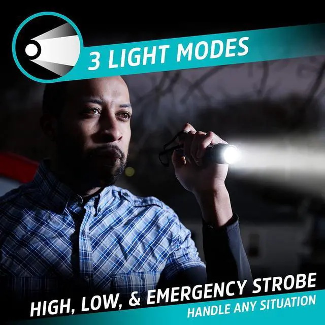 Alt view image 6 of 7 - Energizer Rechargeable LED Flashlight X1000, Hybrid Power Capability, Ultra Bright 1000 Lumens, IPX4 Water Resistant, Rugged Aluminum Tactical LED Flash Light (USB Charging Cable Included)